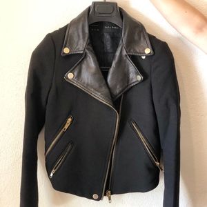 Super Cute Zara Coat with 100% leather trim